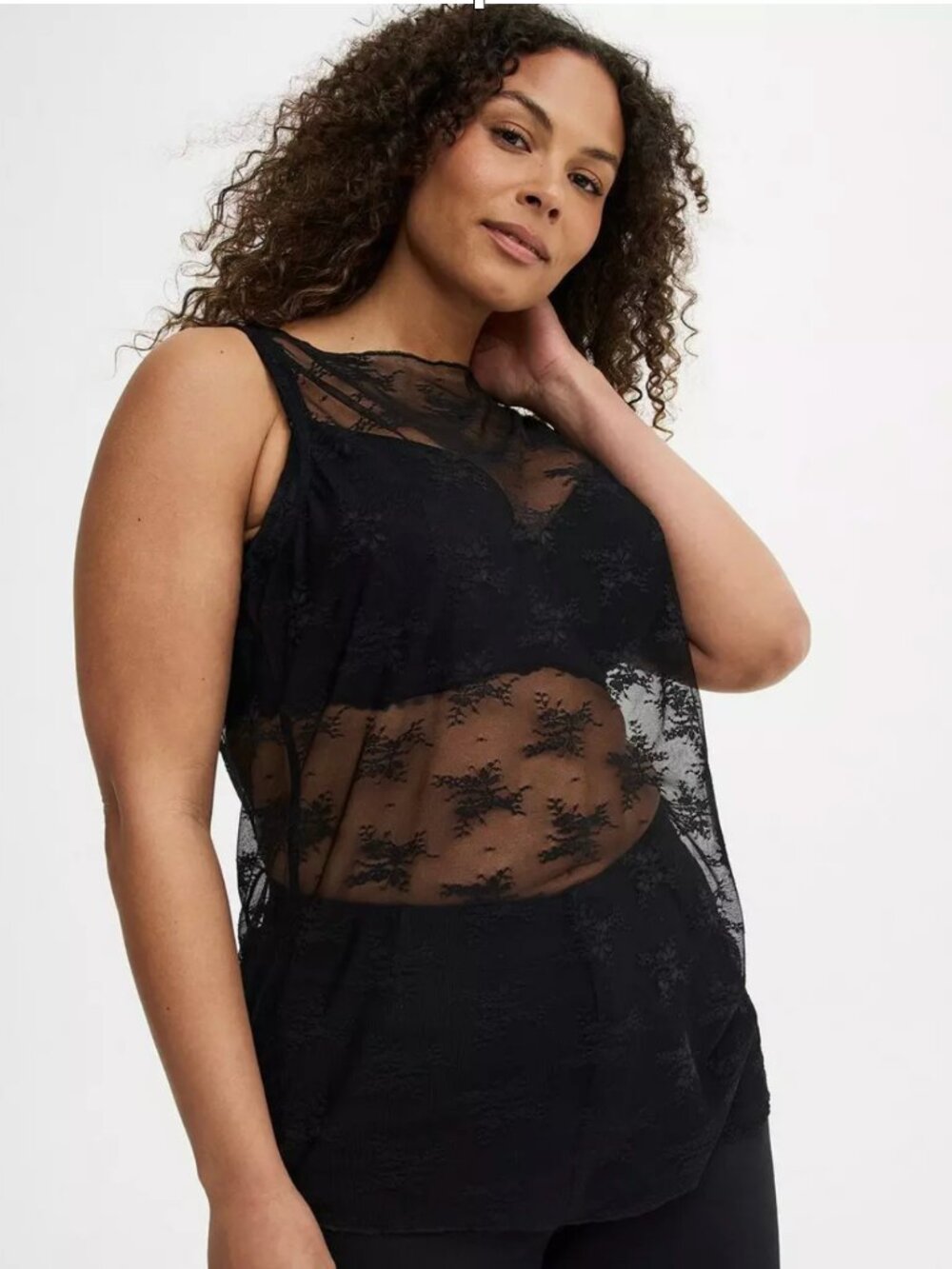 Torrid Mesh Lace Tank Top Size 1 - Picture 3 of 13
